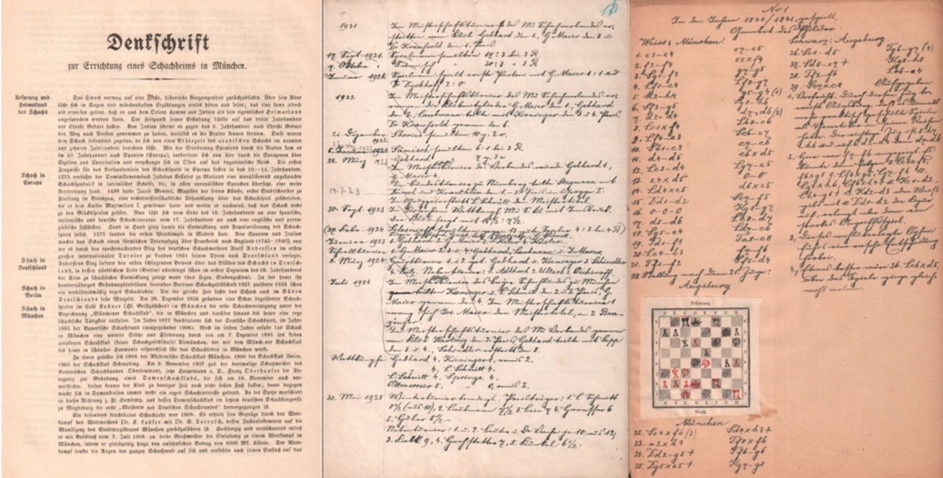 Weininger, Max. Denkschrift zur Errichtung eines Schachheims in München. München 1927. Folio. 2 Bll.