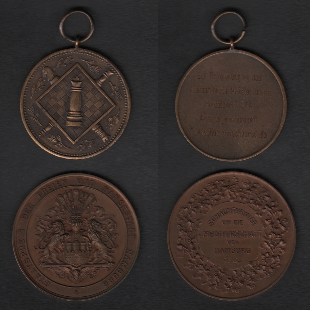 Medaille. Heidelberg 1949. Medaille aus Messing mit Tragöse zur Erinnerung an das Turnier in