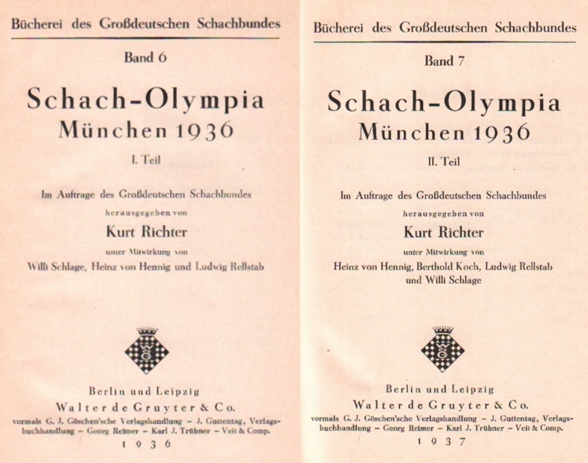 München 1936. Richter, Kurt. (Hrsg.) Schach - Olympia München 1936. Im Auftrage des Großdeutschen