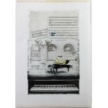 Kiel, Achim Frederic / Edition Pencil. "150 Jahre Grotrian - Steinweg". Mehrfarbige Radierung im