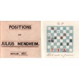 Mendheim, Julius. Positions by Julius Mendheim. Berlin, 1832. Private Ausgabe mit 82