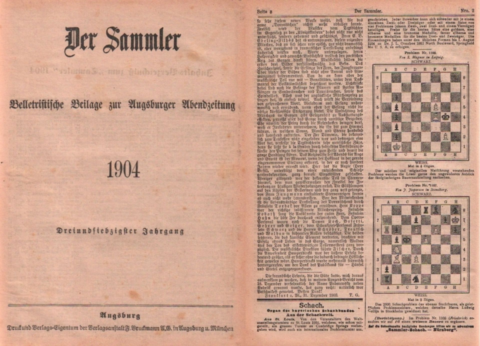 Der Sammler - 1904. Belletristische Beilage zur "Augsburger Abendzeitung". Für die Redaktion