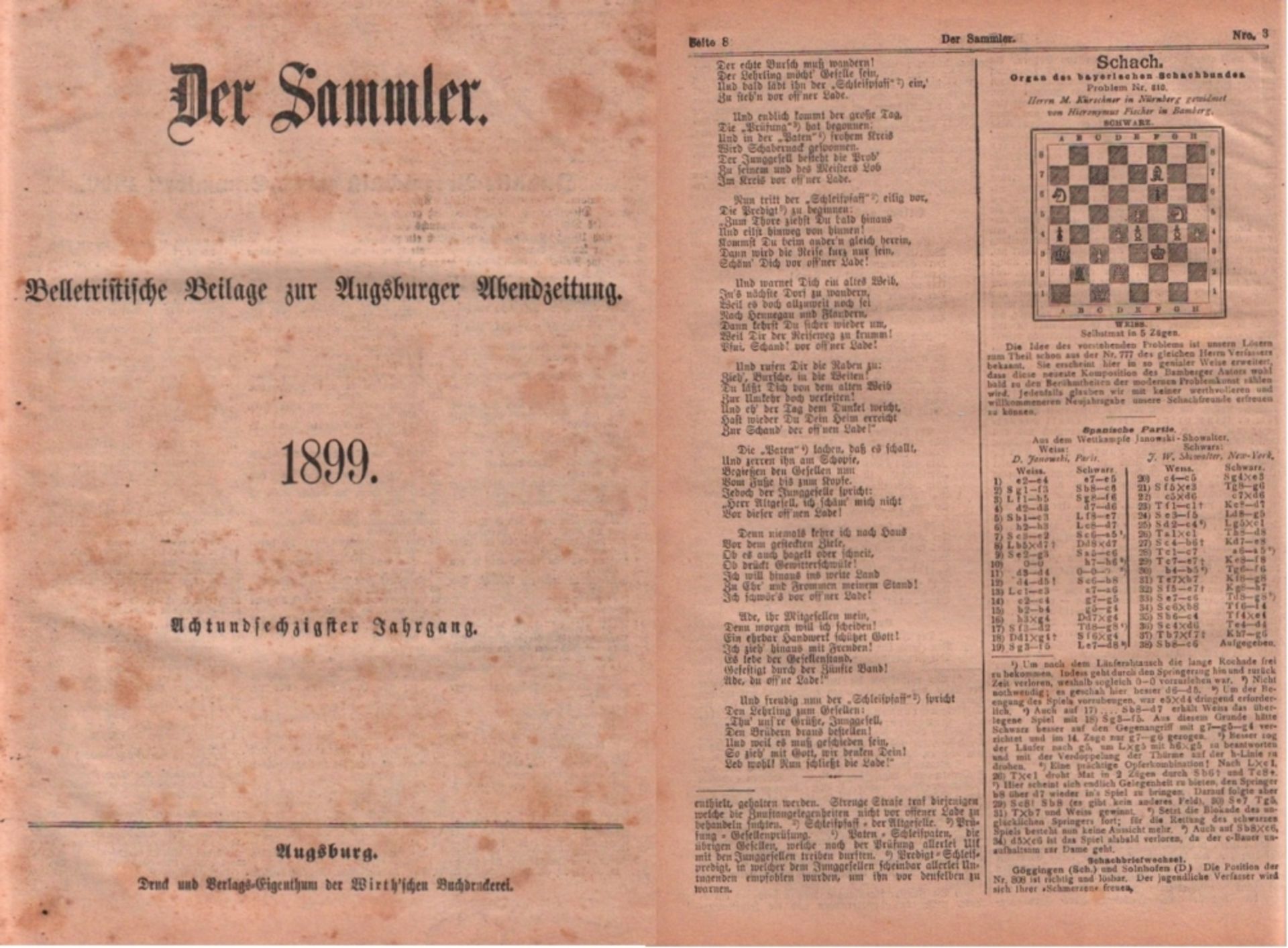 Der Sammler - 1899. Belletristische Beilage zur "Augsburger Abendzeitung". Für die Redaktion