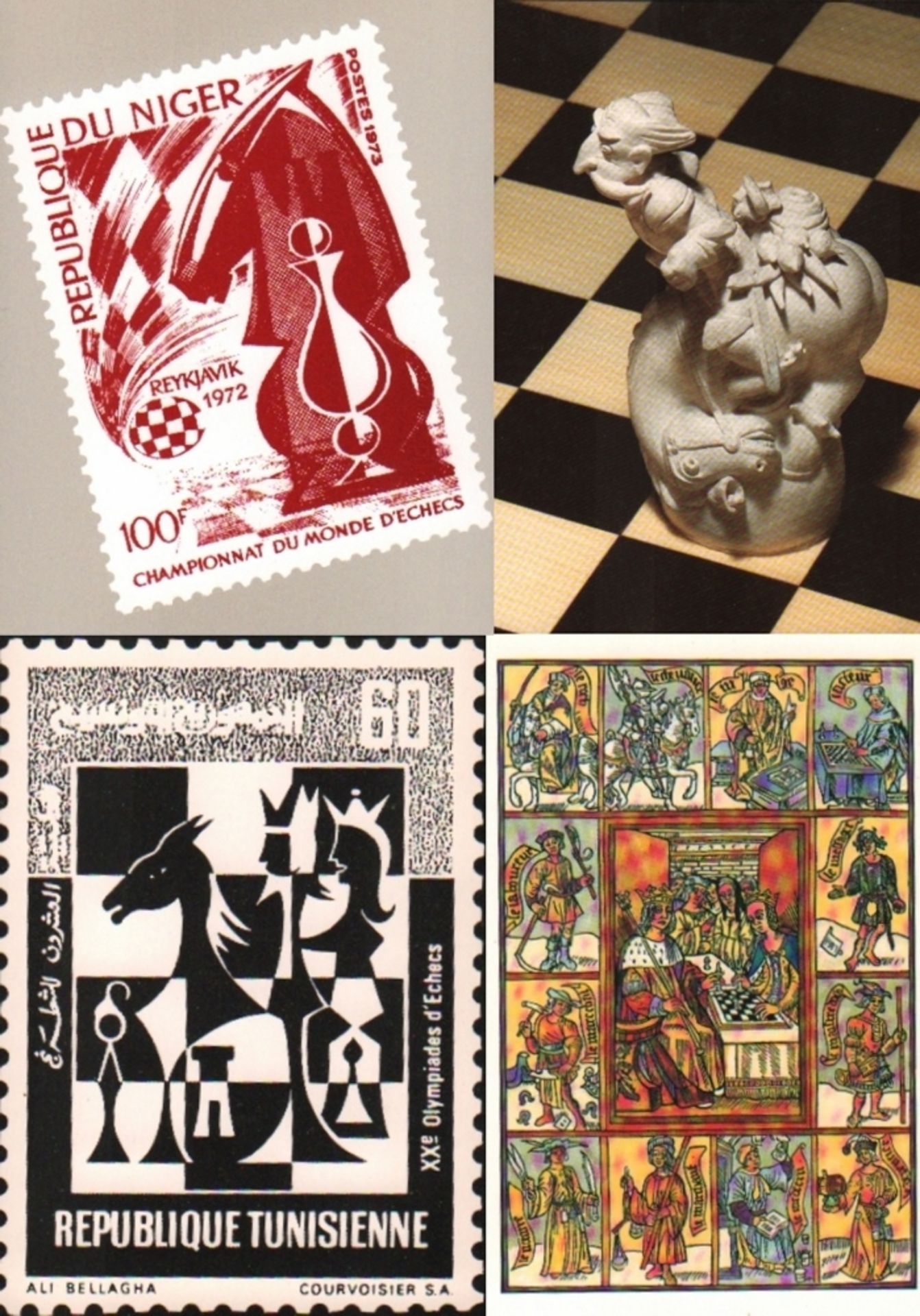 Postkarte. Schachfiguren. Konvolut von 50 teils farbigen und meist postalisch nicht gelaufenen