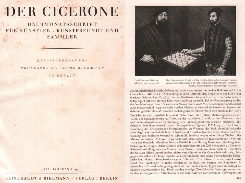 Der Cicerone. Halbmonatsschrift für Künstler, Kunstfreunde und Sammler. Hrsg. von Georg Biermann.