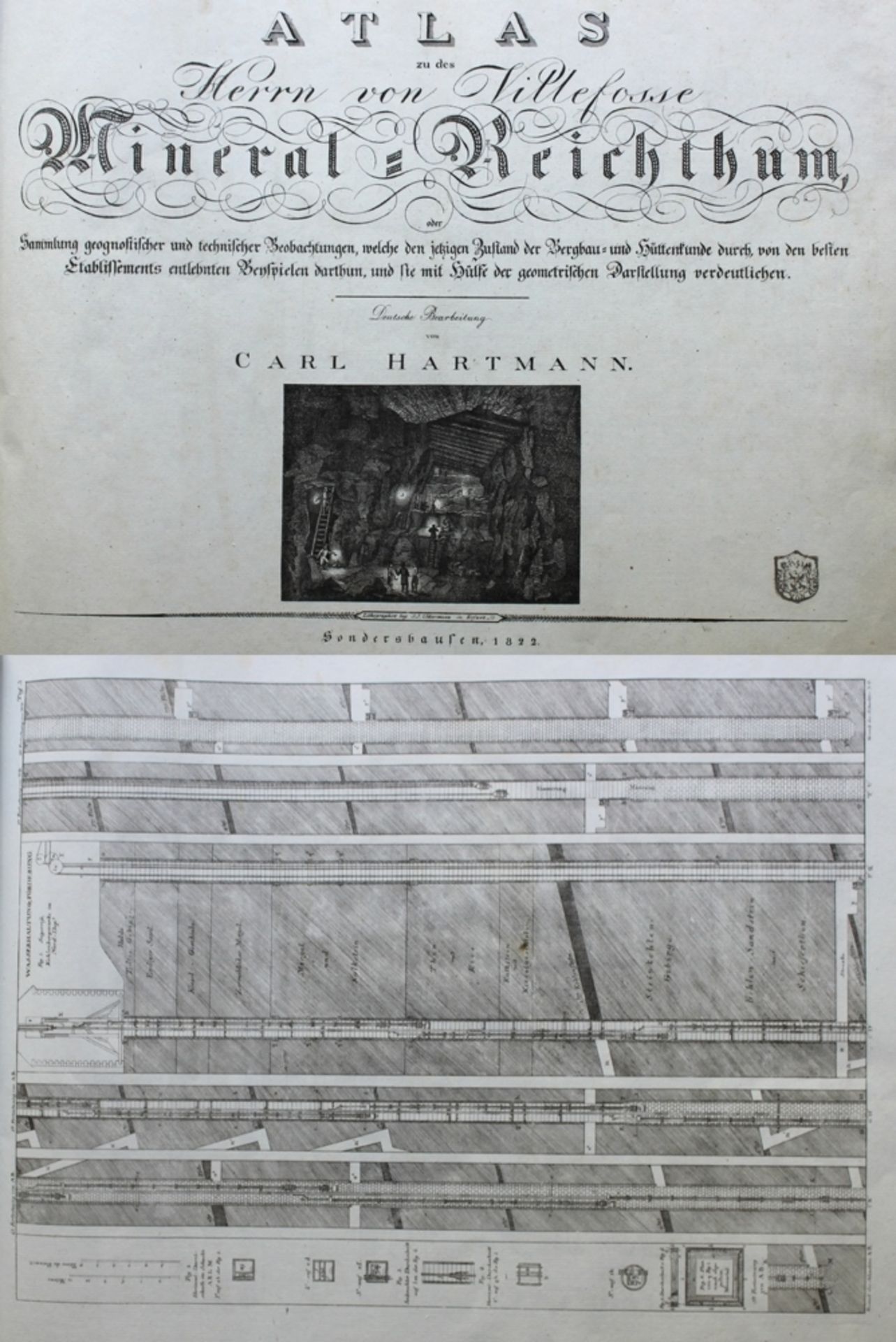 Harz. Bergbau. [Héron de Villefosse.] Hartmann, Carl. Atlas zu des Herrn de Villefosse Mineral – - Image 2 of 2