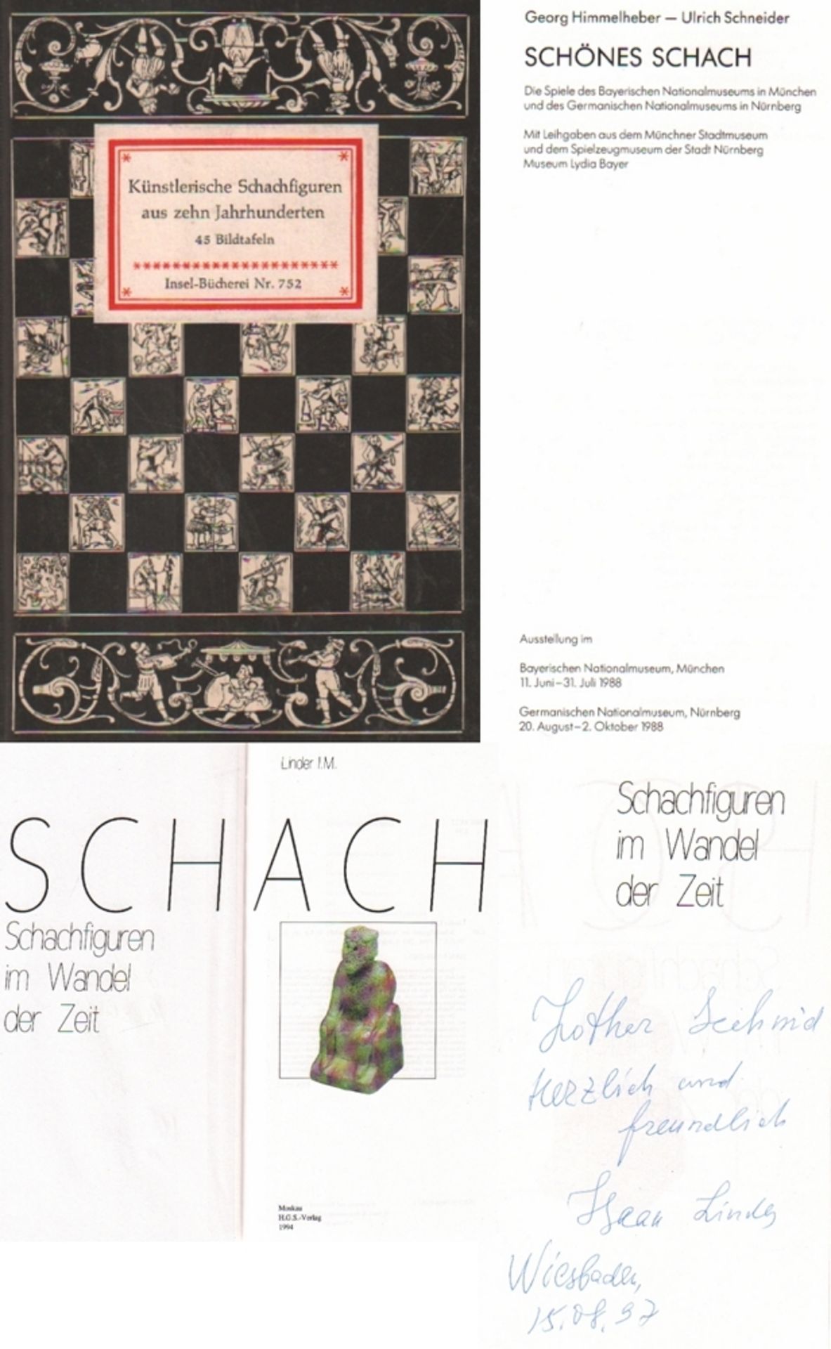 Linder, I. M. Schach. Schachfiguren im Wandel der Zeit. Moskau, H. G. S., 1994. 4°. Mit 250 meist