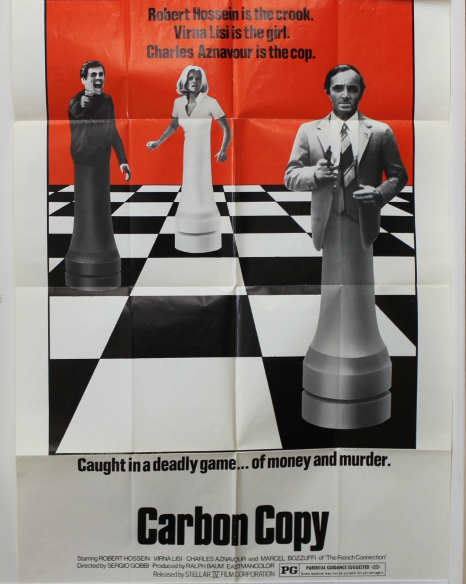 Plakat. 4 farbige Filmplakate mit Schachmotiv aus der Zeit von 1957 - 1978. Verschiedene Größen. (