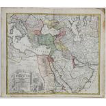 Landkarten. Türkei. Kolorierte Kupferstichkarte von Joh. Bapt. Homann, ca. 1725. Bildgröße 56 x 47,5