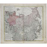 Landkarten. Russland. Kolorierte Kupferstichkarte von Homanns Erben, ca 1755 Bildgröße 54 x 47 cm (