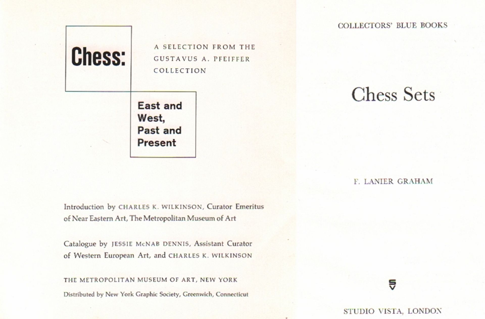 Lanier Graham, F. Chess Sets. London, Studio Vista, ca. 1968. 8°. Mit 81 Textabbildungen, davon 1