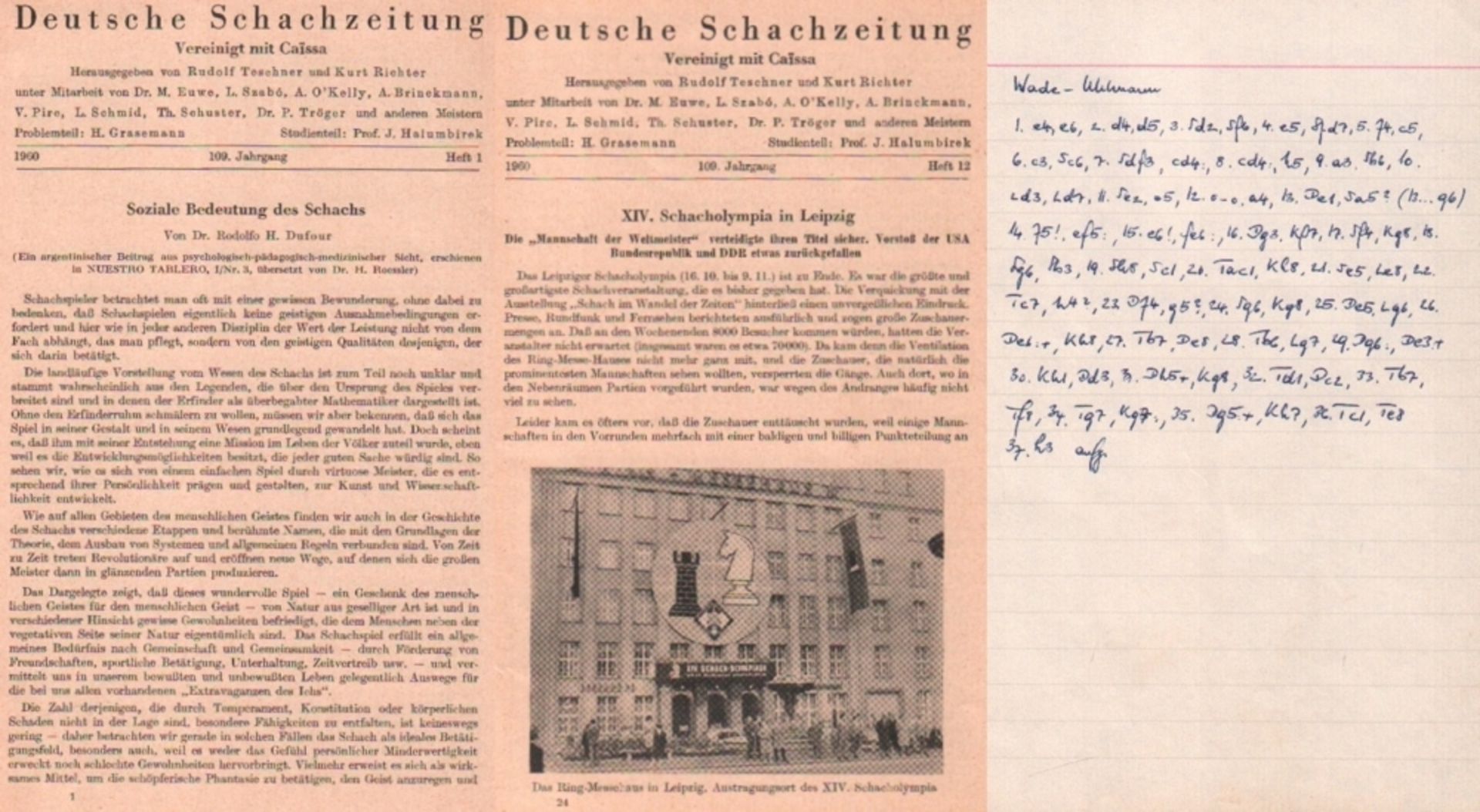 Hübner, Robert. Deutsche Schachzeitung. Herausgegeben von Rudolf Teschner und Kurt Richter. 109.