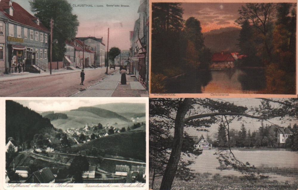 Harz. Konvolut von Harzstädten auf 140 Postkarten in schwarz / weiß, einige auch als Lithographien