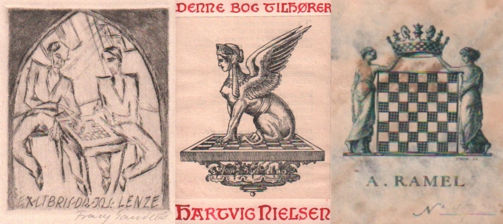 Exlibris. Sammlung von Exlibris mit Schachmotiven. Konvolut von ca. 200 meist gedruckten Exlibris,