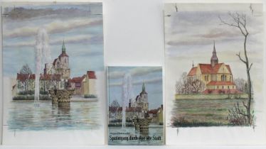 Schlobach, Heinz. Braunschweig. Vier original farbige Aquarelle (alle sig. und dat. “H. Schlobach