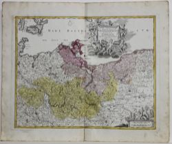 Landkarten. Deutschland. Brandenburg – Pommern. Kolorierte Kupferstichkarte bei J. B. Homann,