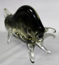 Glas. Italien. Murano. Glasskulptur – Stier. Tierskulptur im klassischen Design. Nicht signiert