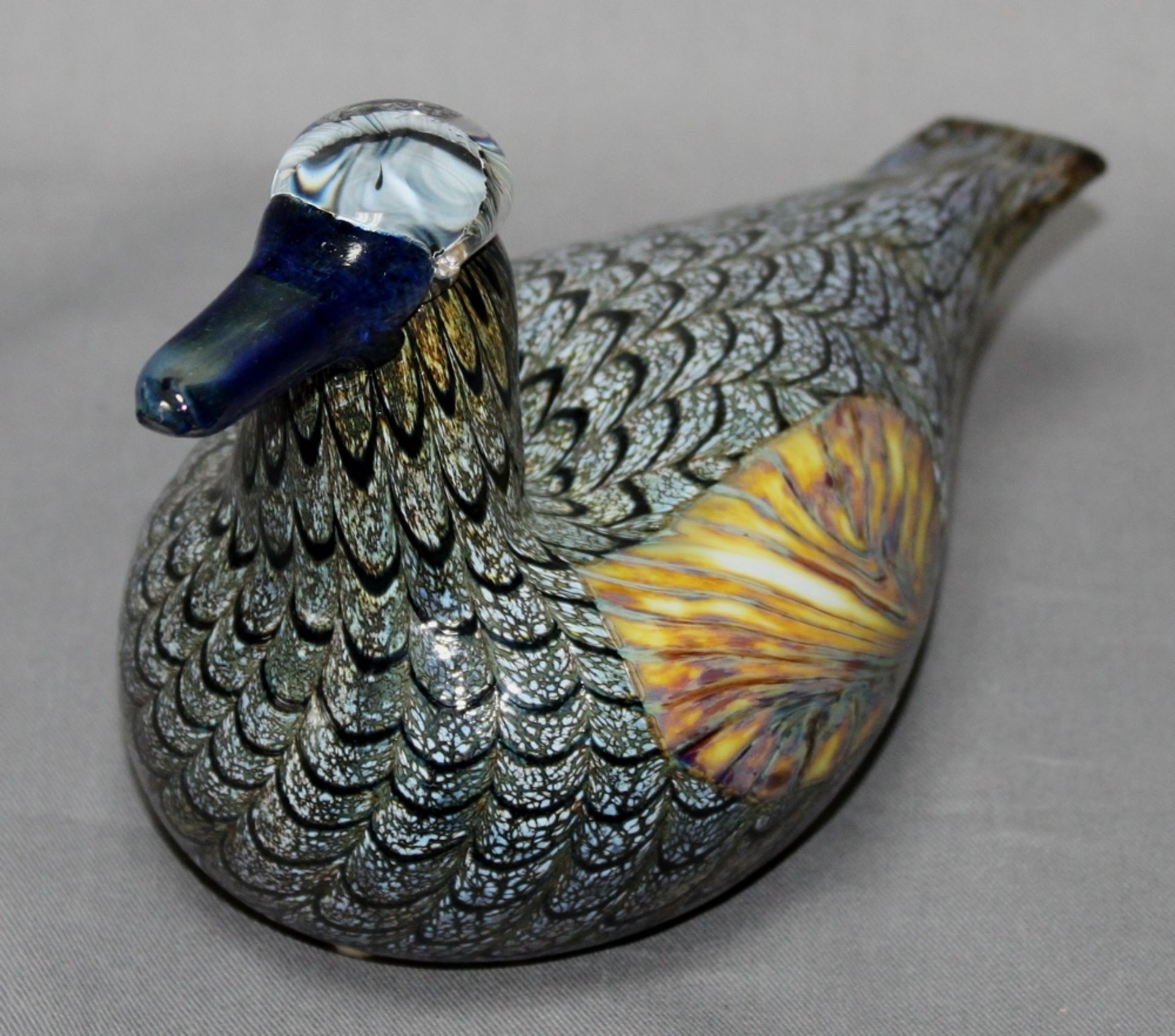 Glas. Finnland. Iittala. Glasskulptur von Oiva Toikkas. – Ente (?). Tierskulptur im klassischen