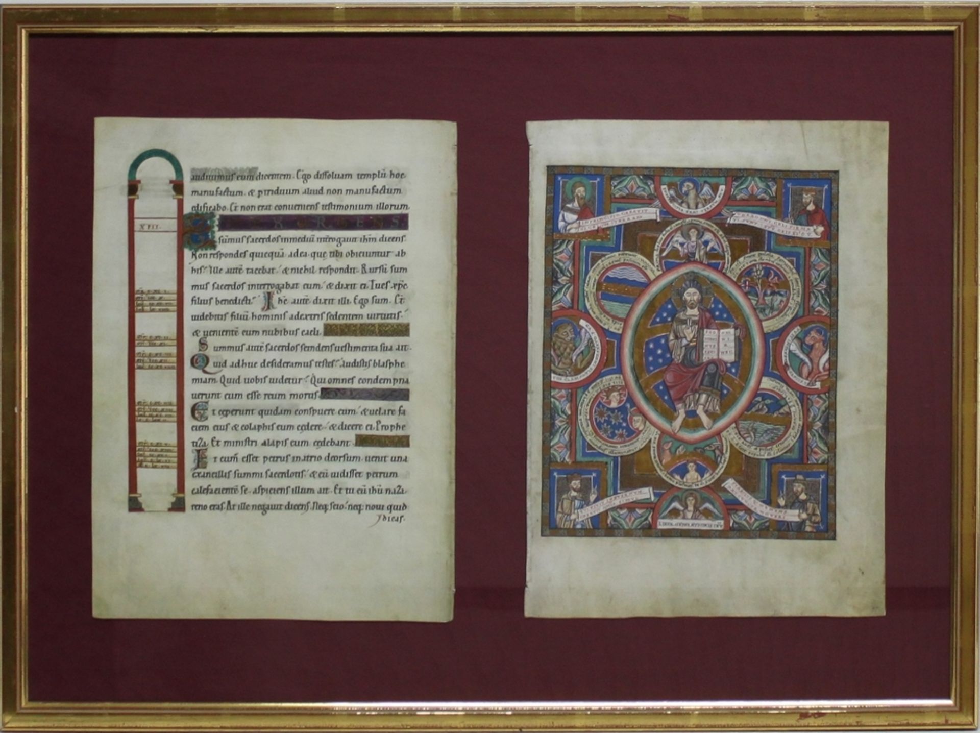 Evangeliar Heinrichs des Löwen. Zwei Faksimileblätter aus einer Präsentationsmappe, dekorativ