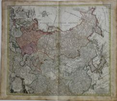 Landkarten. Russland. Gesamtdarstellung. Kolorierte Kupferstichkarte nach J. M. Has bei Homann's