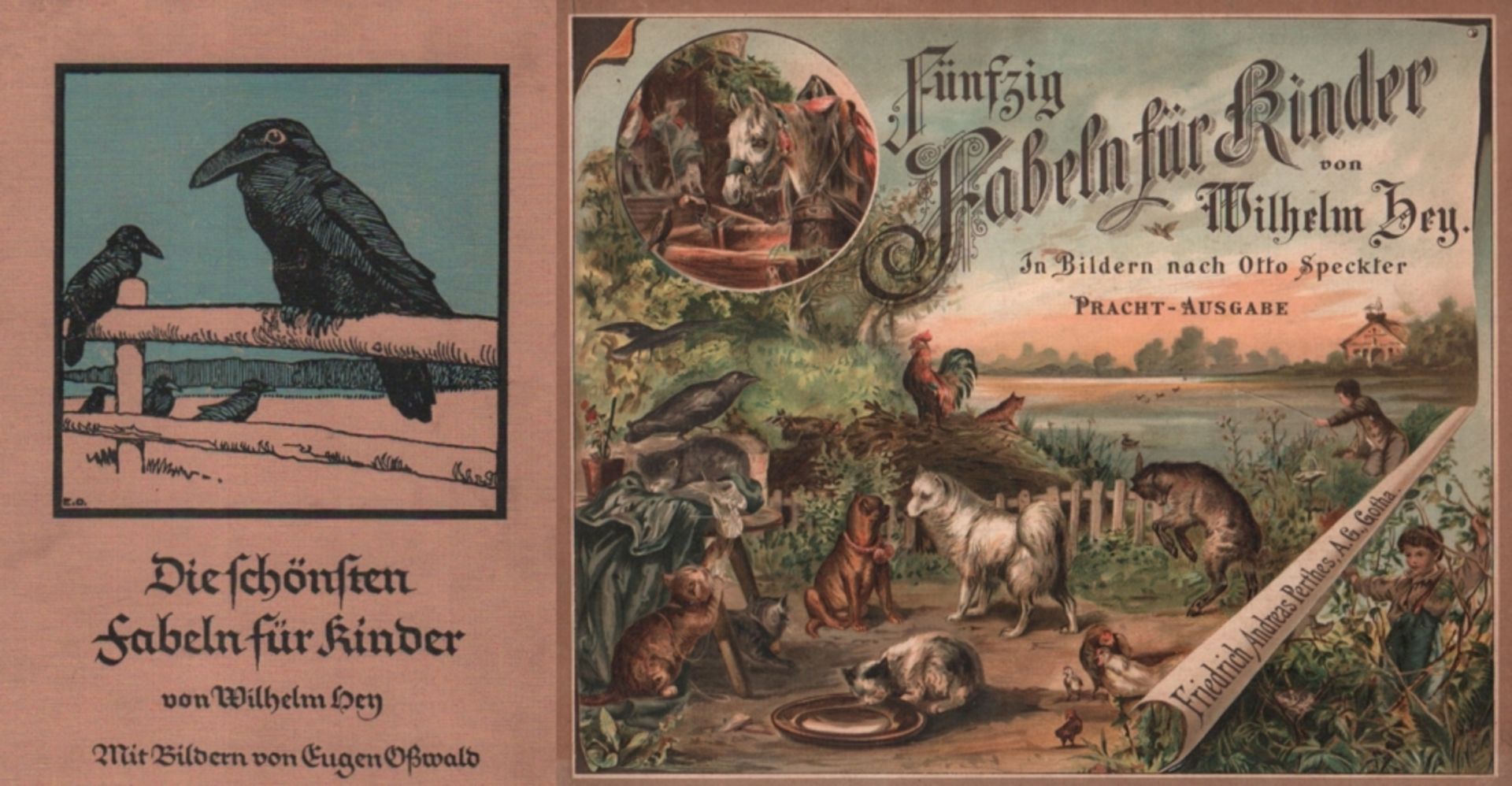 Kinderbuch. Fabeln. Hey, Wilhelm. Fünfzig Fabeln für Kinder. Prachtausgabe. Gotha, Perthes, um 1880.