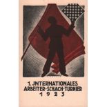 Postkarte. 1. Internationales Arbeiter - Schach - Turnier Berlin 1923. Farbige, postalisch nicht
