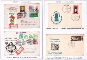 Briefumschläge und Postkarten. Konvolut von 65 teils postalisch gelaufenen Briefumschlägen,
