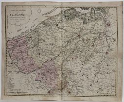 Landkarten. Belgien. Flandern. In zarten Farben kolorierte Kupferstichkarte nach M. Will, bei Jean