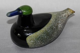 Glas. Finnland. Iittala. Glasskulptur von Oiva Toikkas. – Ente (?). Tierskulptur im klassischen