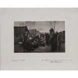Mackensen, Fritz. Licht- bzw. Kupfertiefdruck auf Papier, nach dem Gemälde “Gottesdienst im Freien“.