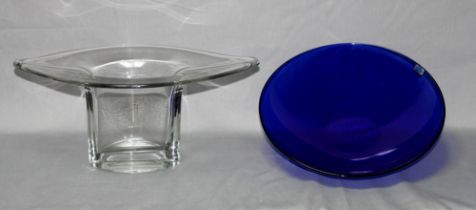 Glas. Deutschland. Rosenthal “studio line“. Ovale Tischvase aus Klarglas mit breitem und ovalem