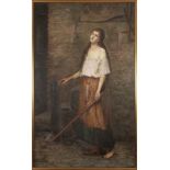 Giovanni Demichelis (1849-1888) attrib. Blinde barfüssige Frau in Lebensgröße mit Stock. Öl/Lw.,
