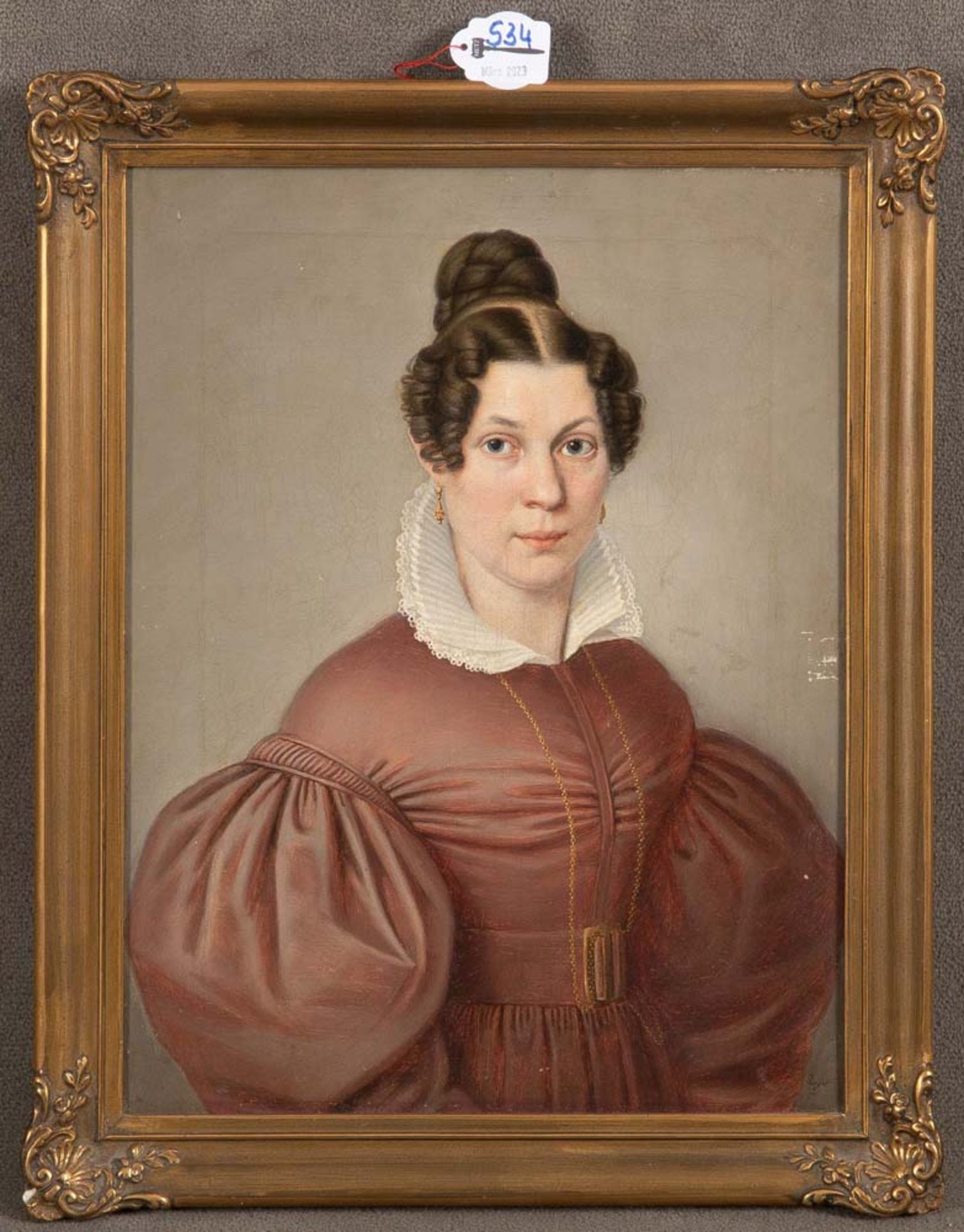 Adeline Jäger (1809-1897). Damenportrait. Öl/Lw., re./u./sign., gerahmt, 38,5 x 29 cm.