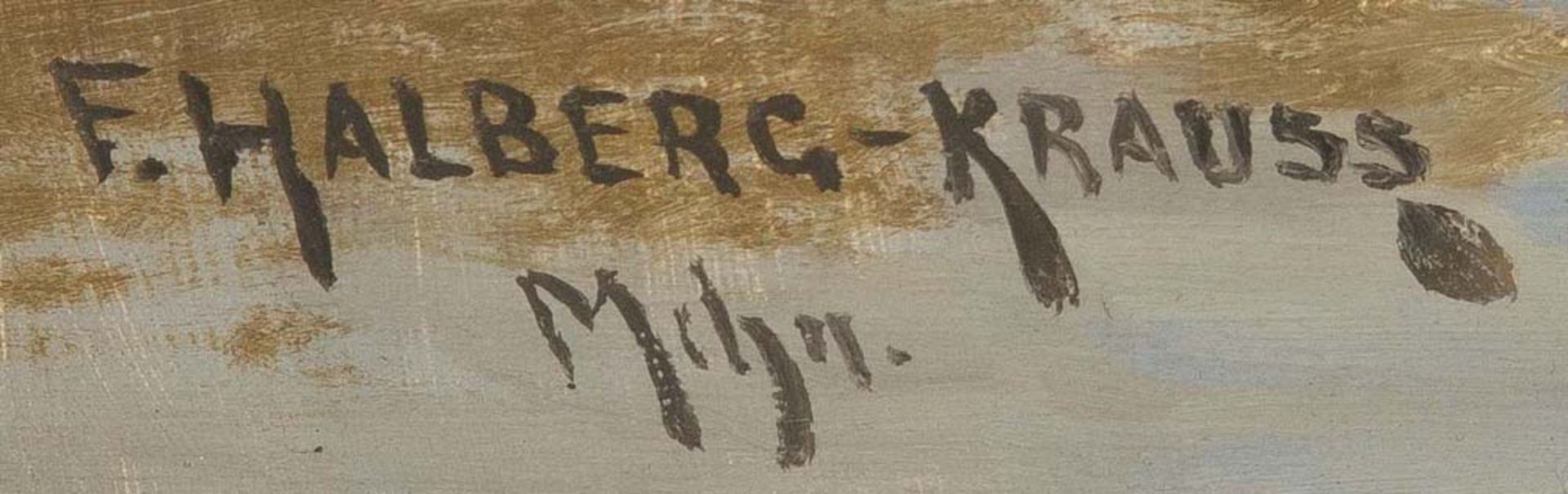 Fritz Halberg-Krauss (1874-1951). Kühe am Wasser. Öl/Lw., li./u./sign./bez. Mchn., gerahmt, 70,5 x - Bild 2 aus 2