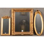Drei Spiegel. 20. Jh. Holz / Stuck, auf Kreidegrund vergoldet, H=44 bis 60 cm, B=20 bis 48 cm. **