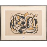 Fernand Léger (1871-1955). Abstrakte Formen mit Dame. Serigraphie, re./u./monogr., li./u. 528/