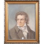 Maler des 19. Jhs. Portrait Beethoven. Pastell/Papier, hi./Gl./gerahmt, 57 x 44 cm. **