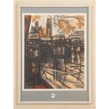 Marcel Gromaire (1892-1971). Stadtansicht mit Brücke. Farblithographie, li./u./sign., dat. 1955,