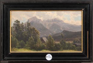 Adalbert Waagen (1833-1898). Alpenlandschaft. Öl/Lw., li./u./sign., gerahmt, 21,5 x 37 cm.