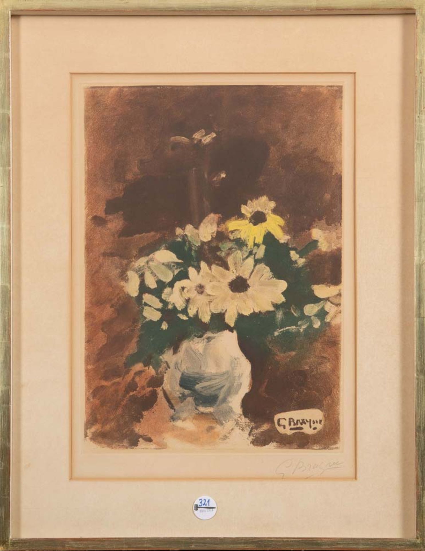 Georges Braque (1882-1963). Blumenstillleben. Farblithographie, re./u./sign., hi./Gl./gerahmt, 49
