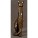 Sitzende Katze. Deutsch 20. Jh. Bronze, unten am Sockel monogr. „D.R.“, dat. (19)60, H=66 cm. >> Los