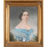 Maler des 19. Jhs. Damenportrait. Pastell, li./u./unleserlich sign., hi./Gl./gerahmt, 37 x 29 cm.