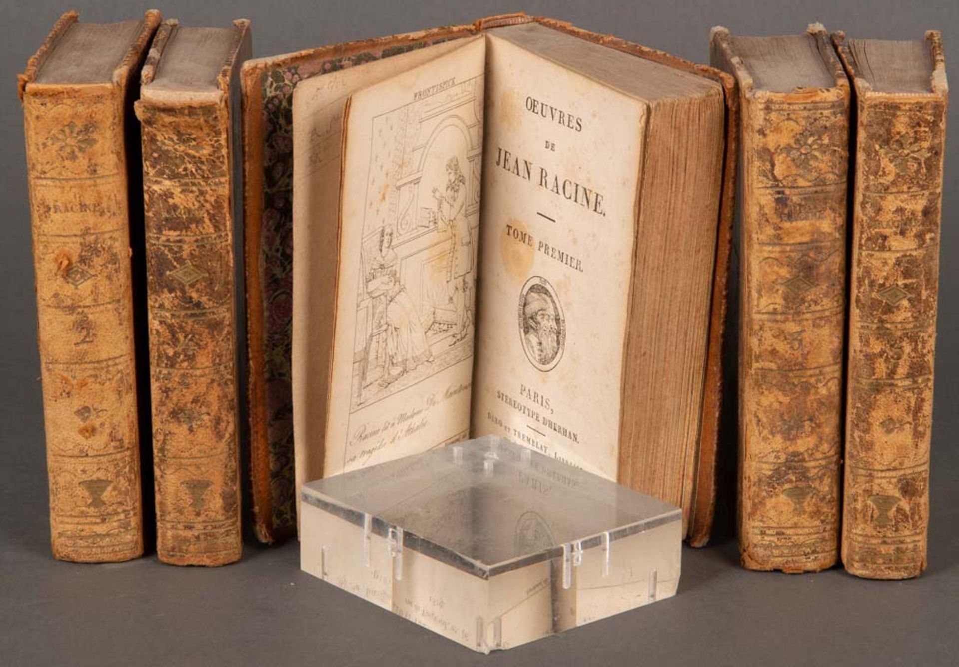 Jean Racine. „OEUVRES DE JEAN RACINE“. Fünf Bände, Tome Premier, Paris 1819.