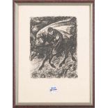 Ernst Barlach (1870-1938). „Erlkönig“. Lithographie, hi./Gl./gerahmt, 25,5 x 19,5 cm.