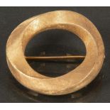 Brosche. 14 ct Gelbgold, ca. 12,4 g.