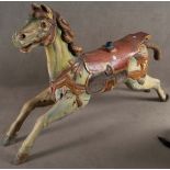 Karusell-Pferd. Deutsch 19.Jh. Massivholz, geschnitzt, auf Kreidegrund bunt bemalt, H=106 cm, B=