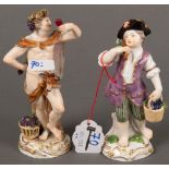 Zwei Figuren „Der Herbst“. Meissen 19. Jh. Porzellan, bunt bemalt, am Boden unterglasurblaue