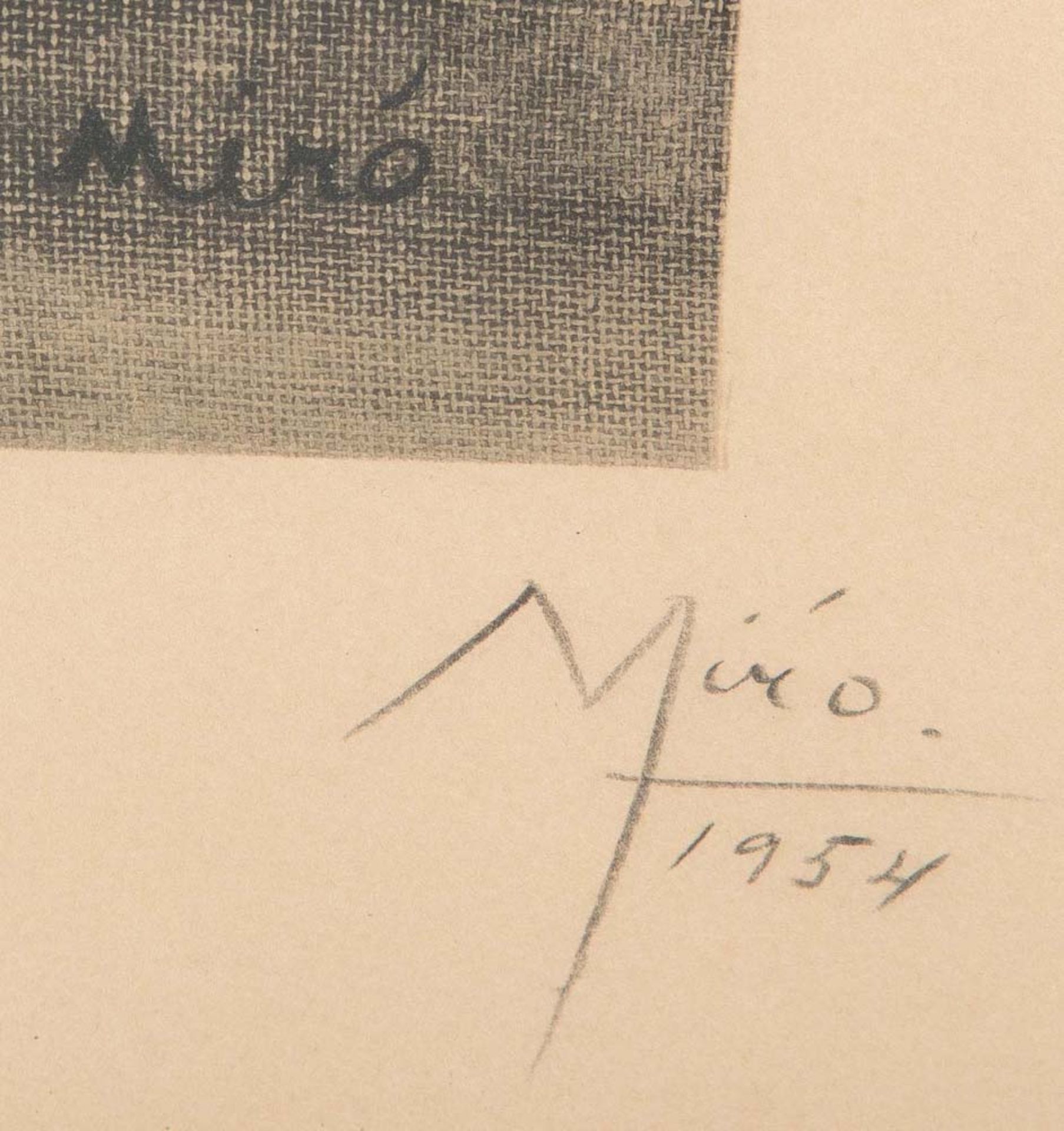 Juan Miró (1893-1983). Abstrakte Figuren mit Sonne. Farblithographie, re./u./sign., dat. 1954, li./ - Image 2 of 2