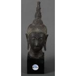 Buddha-Kopf. Thailand, Ayutthaya 17. Jh. Bronze, H=27,5 cm. (best.)