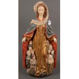 Schutzmantel-Madonna. Wohl Österreich 19. Jh. Lindenholz, vollrund geschnitzt, auf Kreidegrund